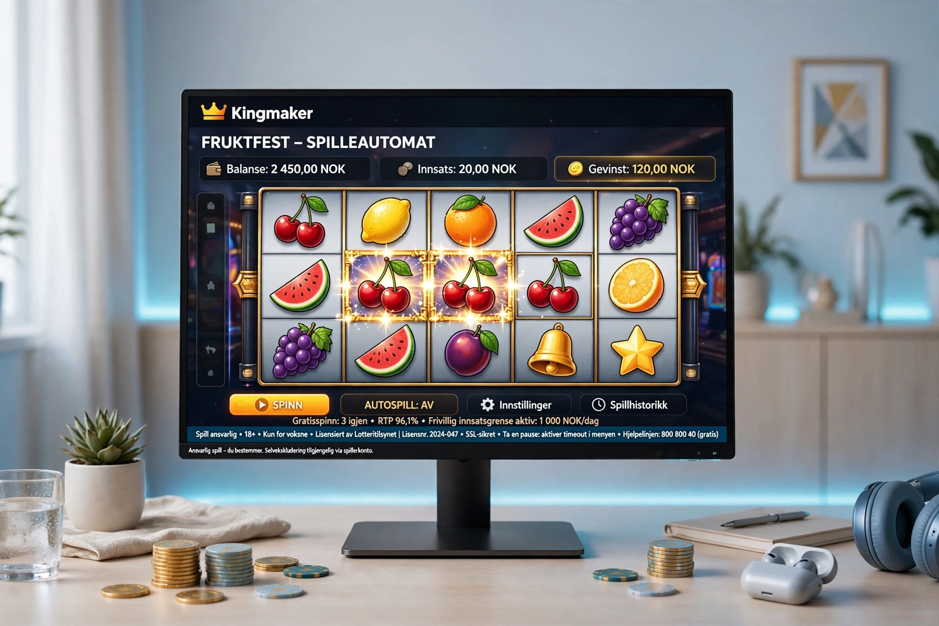 Spilleautomater på skjermen KINGMAKER CASINO